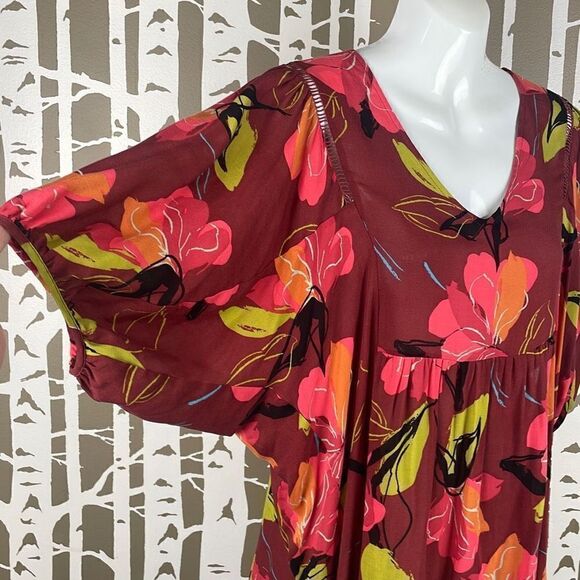 Anthropologie Maeve Floral Print Balloon Sleeve Hi-Low Hem Blouse XS - Picture 5 of 8